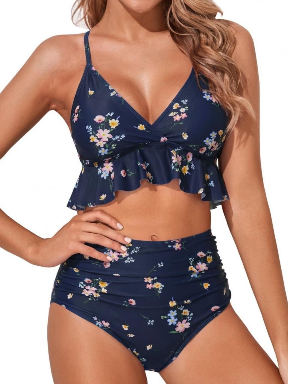 High Waisted Ruffle Bikini Set | Tummy Control Two Piece Swimsuit for Women